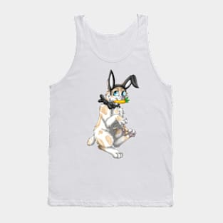 Bobtail BunnyCat: Cream Bicolor (Black) Tank Top